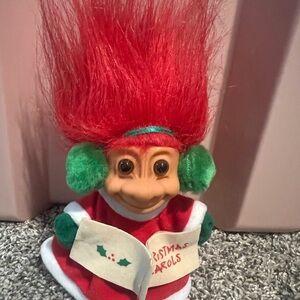 Russ Christmas Troll with Red Hair and Green Earmuffs